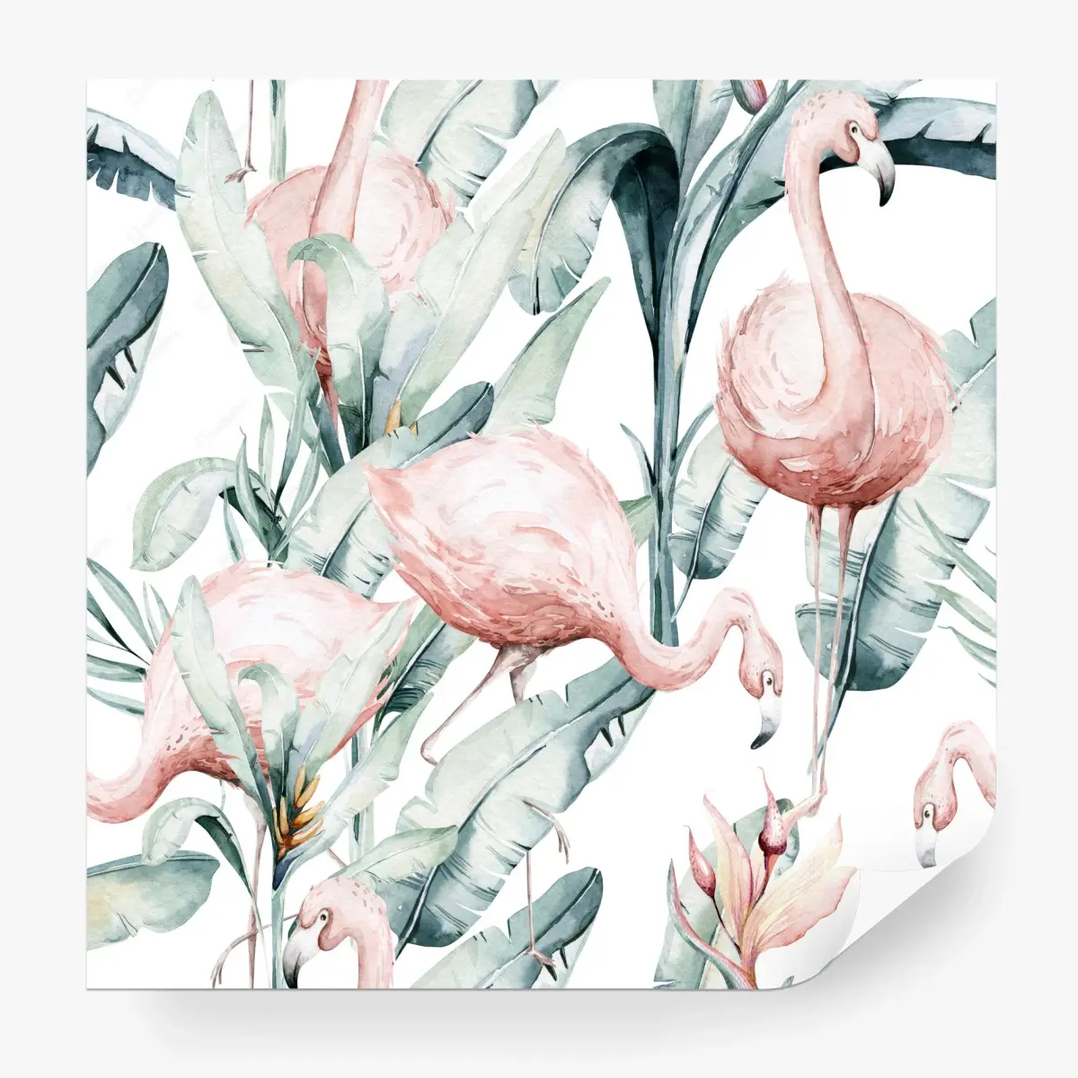 Fototapete aquarell flamingos tropisches muster – Pixers®