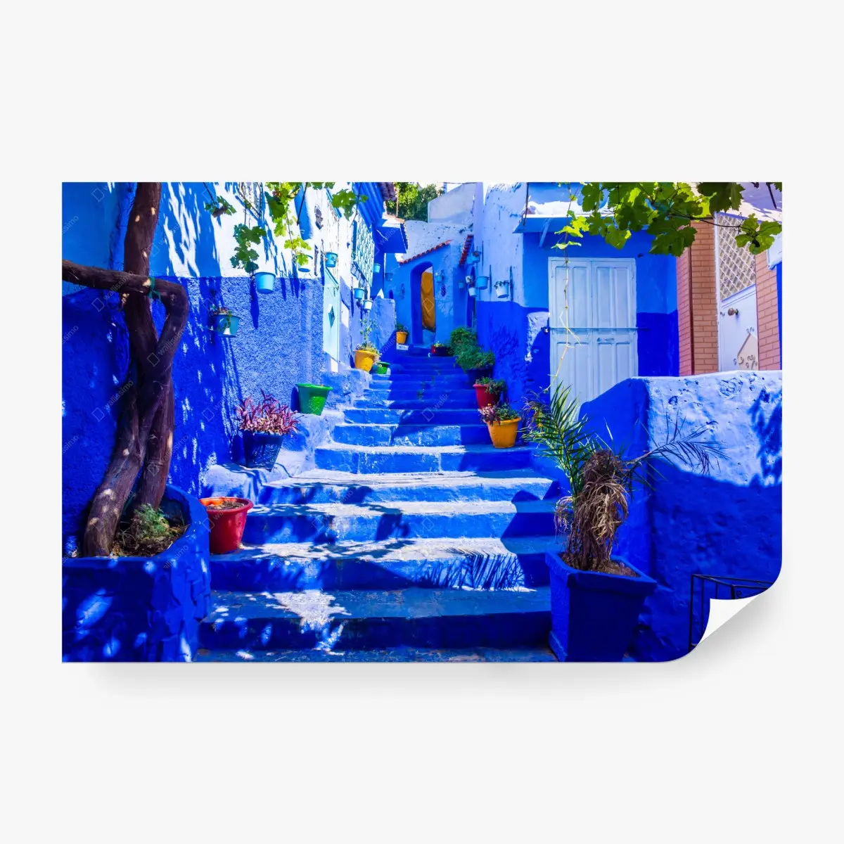 Fototapete blaue treppen in Chefchaouen, Marokko – Pixers®