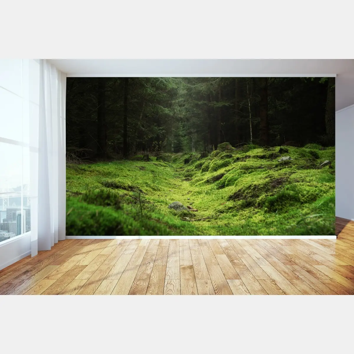 Fototapete moosiger waldpfad – Pixers®