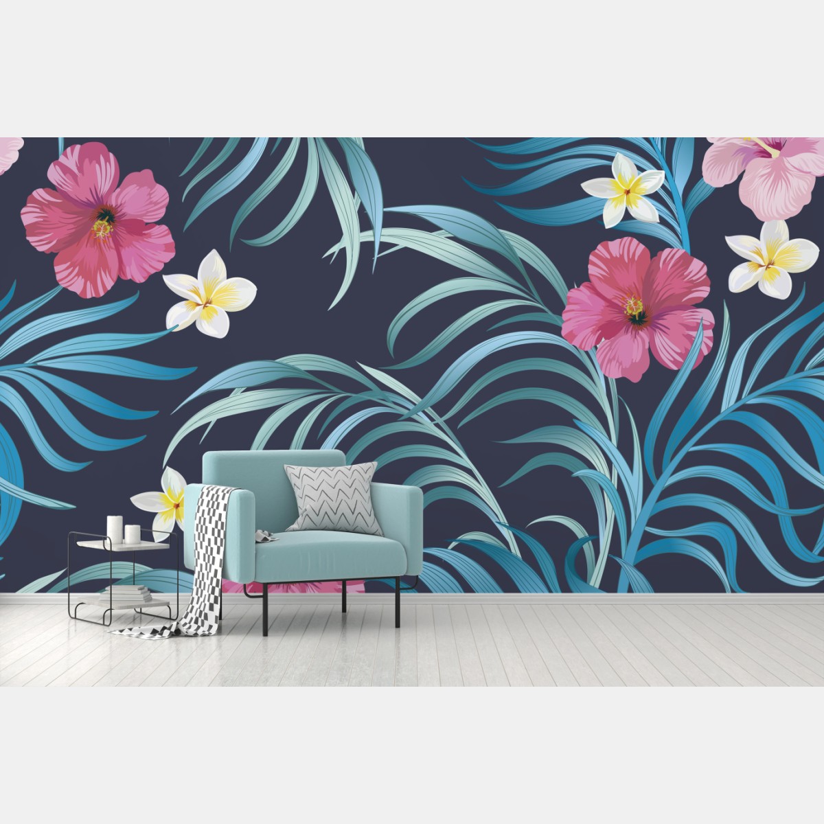 Fototapete tropisches hibiskus- und plumeria-motiv – Pixers®