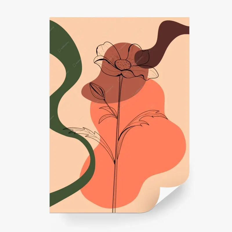 Fototapete abstrakte korallenblume in linienzeichnung