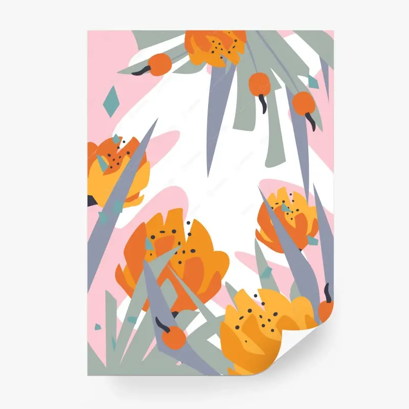 Fototapete moderner abstrakter floraler entwurf in orange