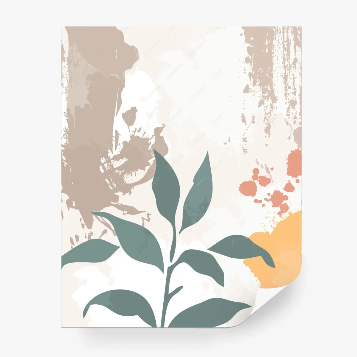 Fototapete zarter botanischer blattdruck – Pixers®