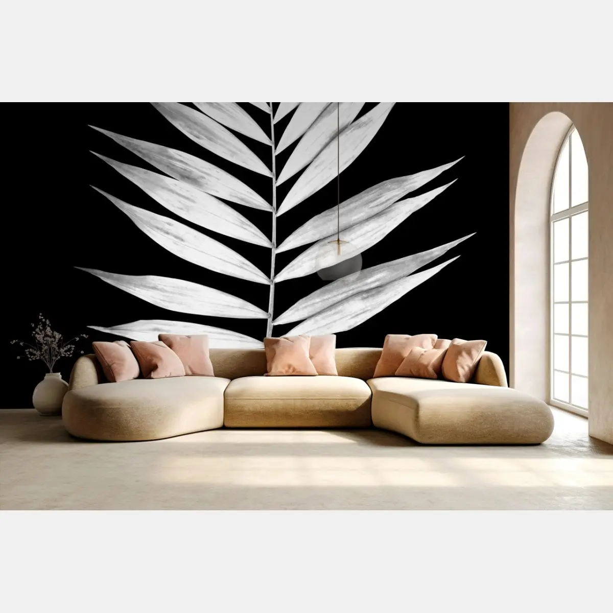Fototapete monochromes palmblatt – Pixers®