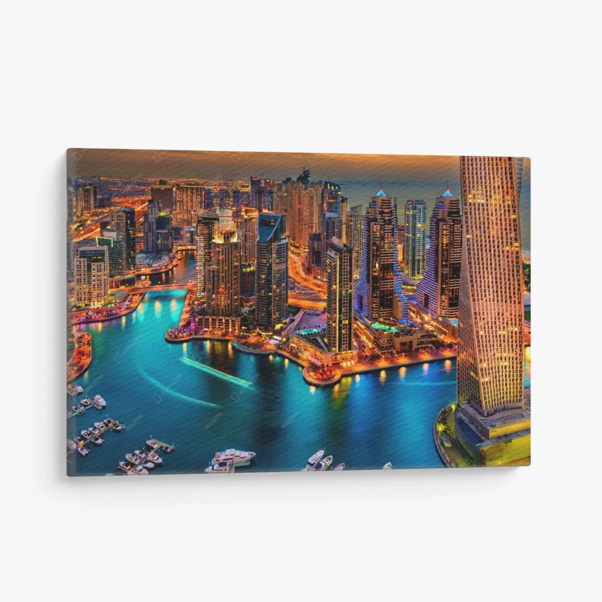 Leinwandbild lebendige Dubai marina skyline bei dämmerung – Pixers®