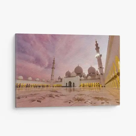 Leinwandbild ruhiger sonnenuntergang an der moschee Sheikh Zayed – Pixers®