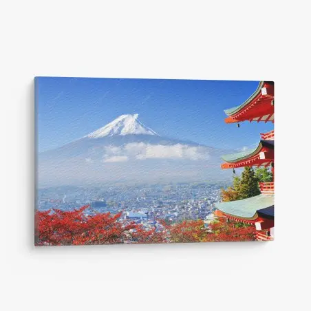 Leinwandbild Mount Fuji pagode herbstblick – Pixers®