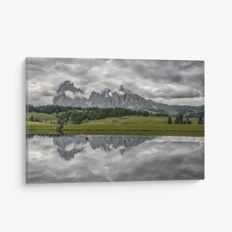 Leinwandbild dunkler himmel über Alpe di Siusi