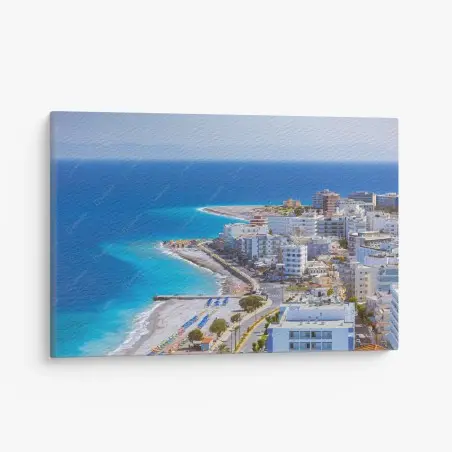 Leinwandbild Elli strand, Rhodos küstenpanorama – Pixers®