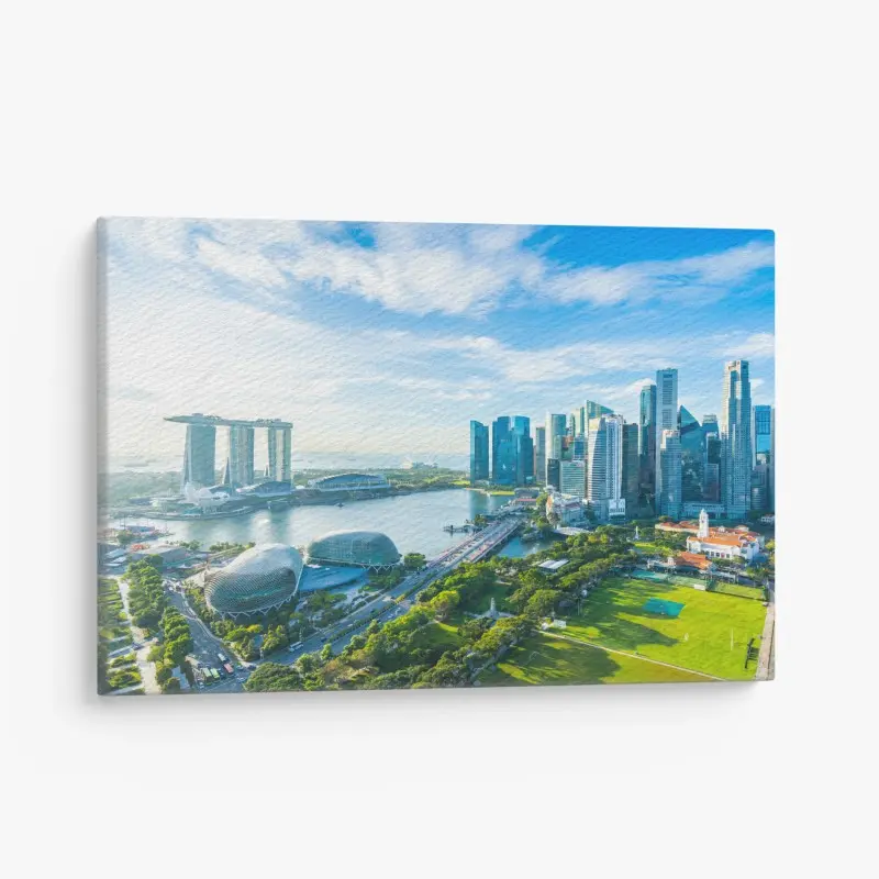 Leinwandbild Singapur skyline über Marina Bay