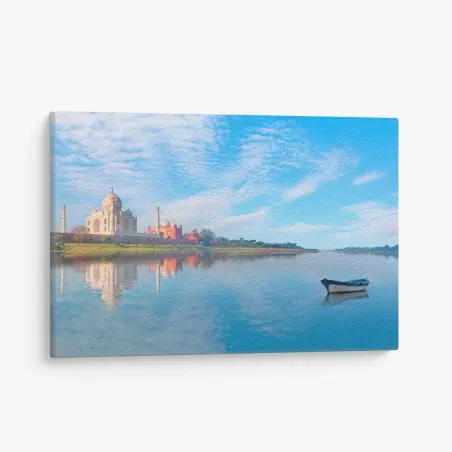 Leinwandbild Taj Mahal gespiegelt im morgenlicht – Pixers®