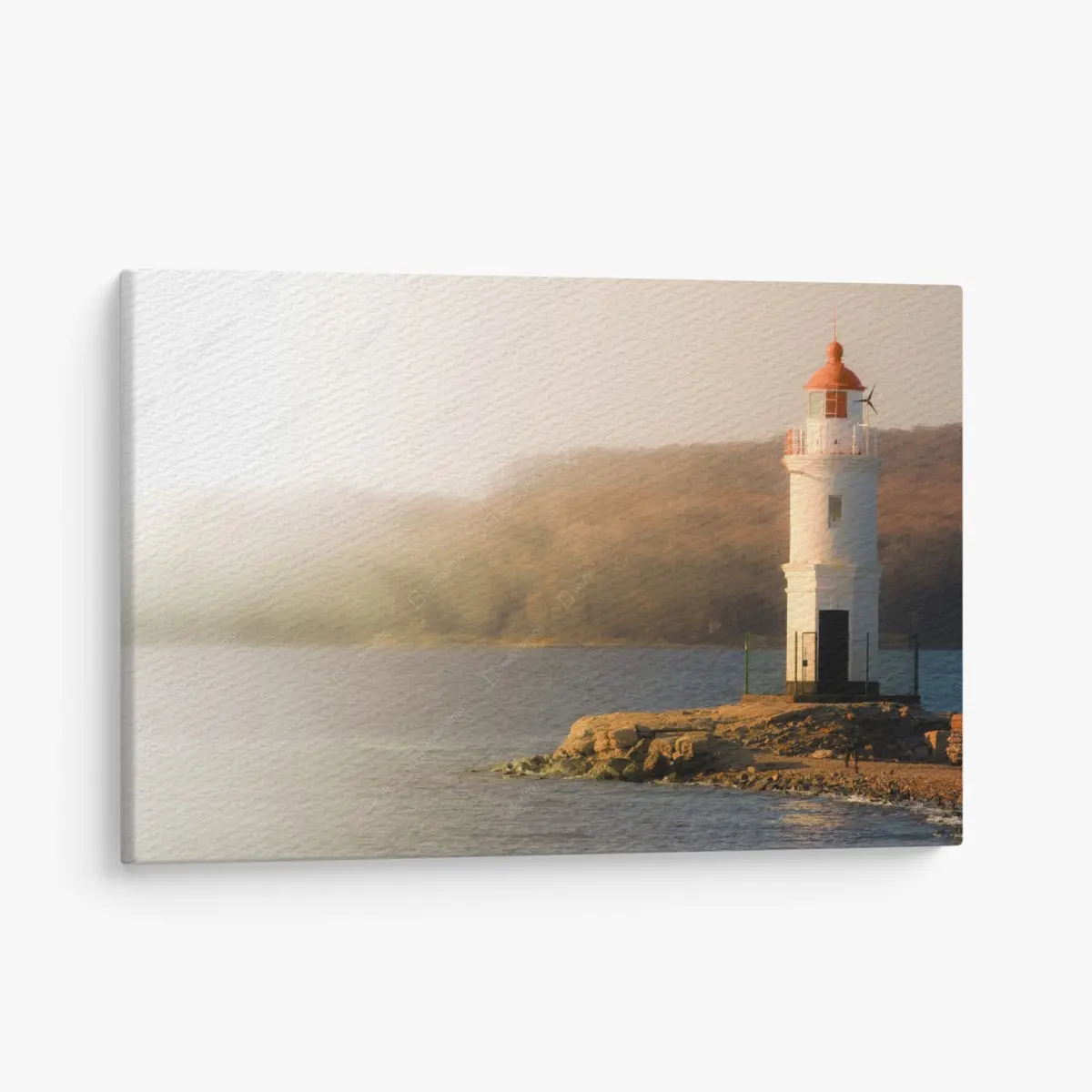 Leinwandbild leuchtturm im nebel am meer – Pixers®