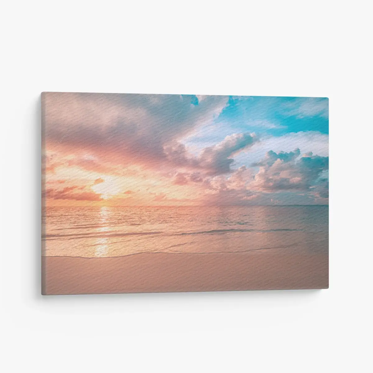 Leinwandbild sanfter pastellsonnenuntergang am strand – Pixers®