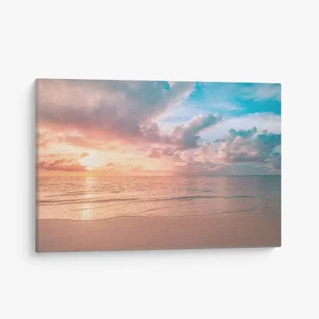 Leinwandbild sanfter pastellsonnenuntergang am strand – Pixers®