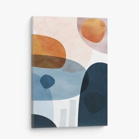 Leinwandbild organische aquarellformen in blau und orange – Pixers®