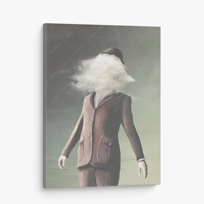 Leinwandbild mann mit wolkenkopf