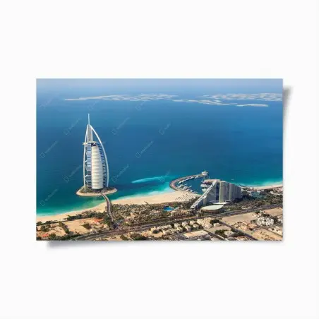 Poster Dubai Burj Al Arab über türkisfarbenem meer – Pixers®