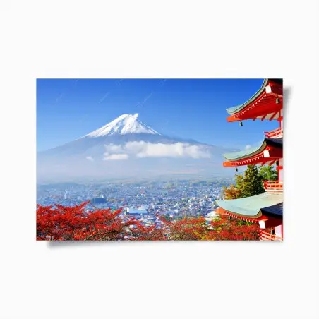 Poster Mount Fuji pagode herbstblick – Pixers®