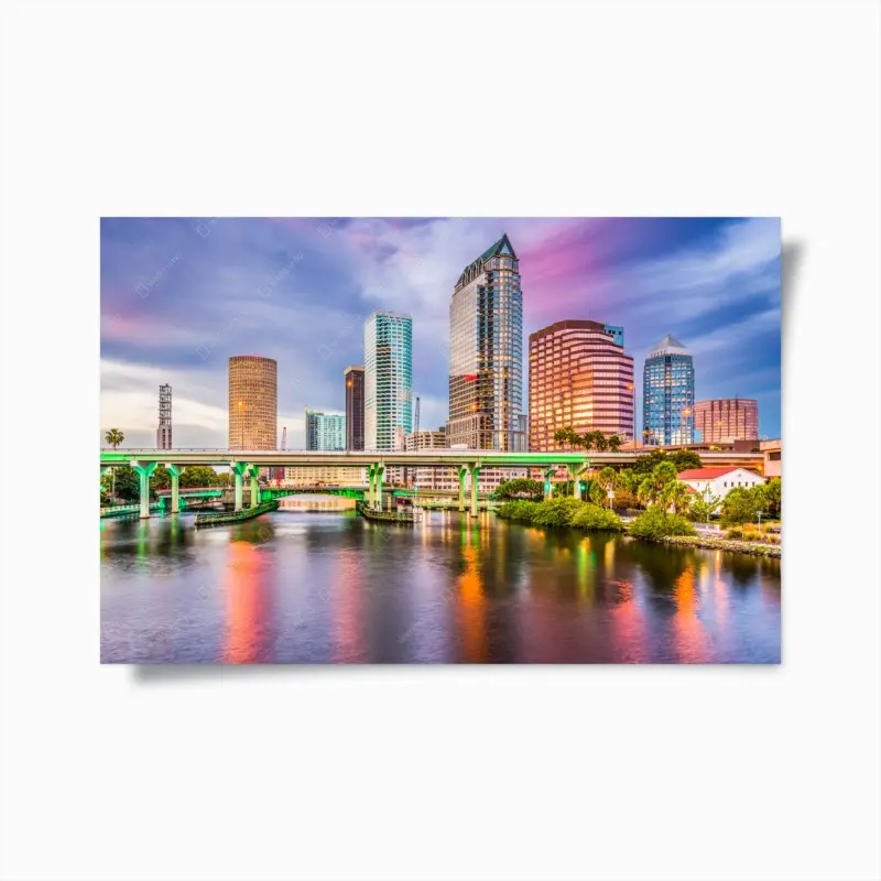 Poster Tampa skyline über dem Hillsborough River