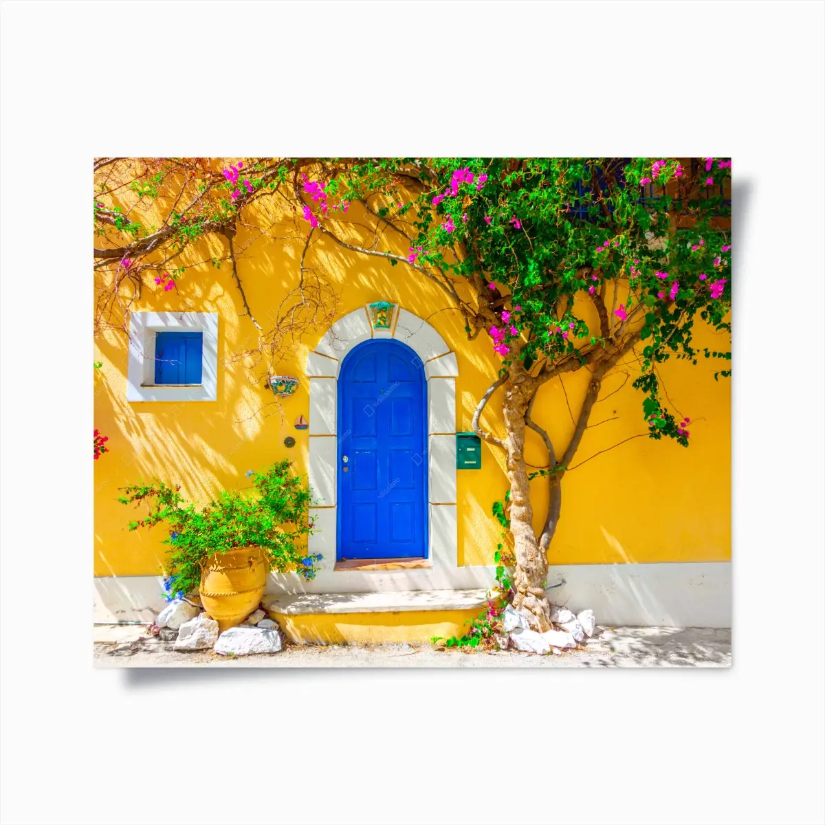 Poster leuchtend blaue tür in Assos, Kefalonia – Pixers®