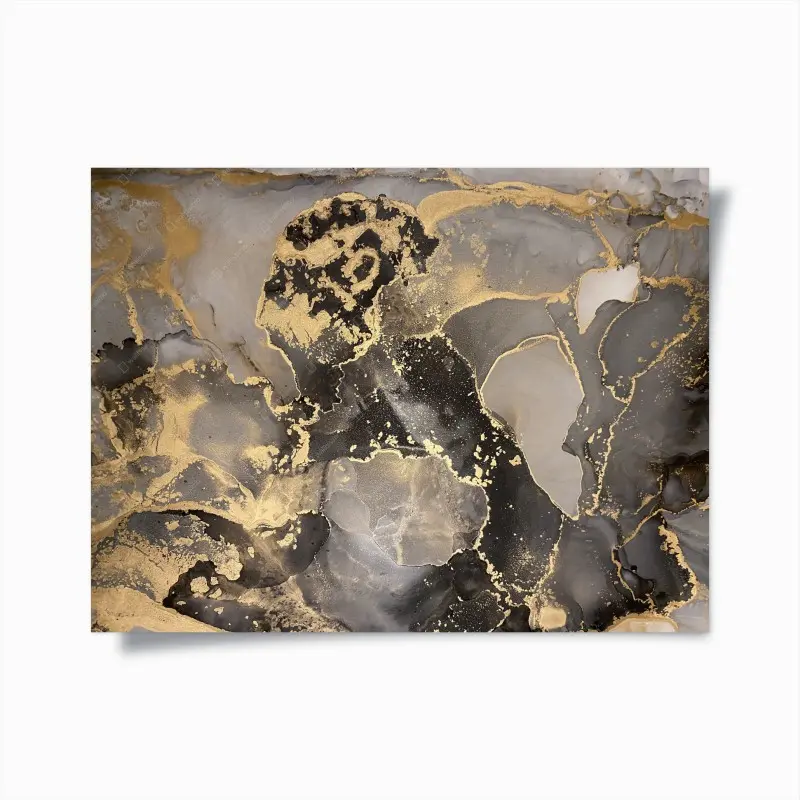Poster gold-schwarze abstrakte marmorierte komposition