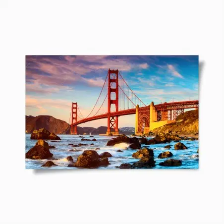 Poster Golden Gate Bridge bei sonnenuntergang – Pixers®