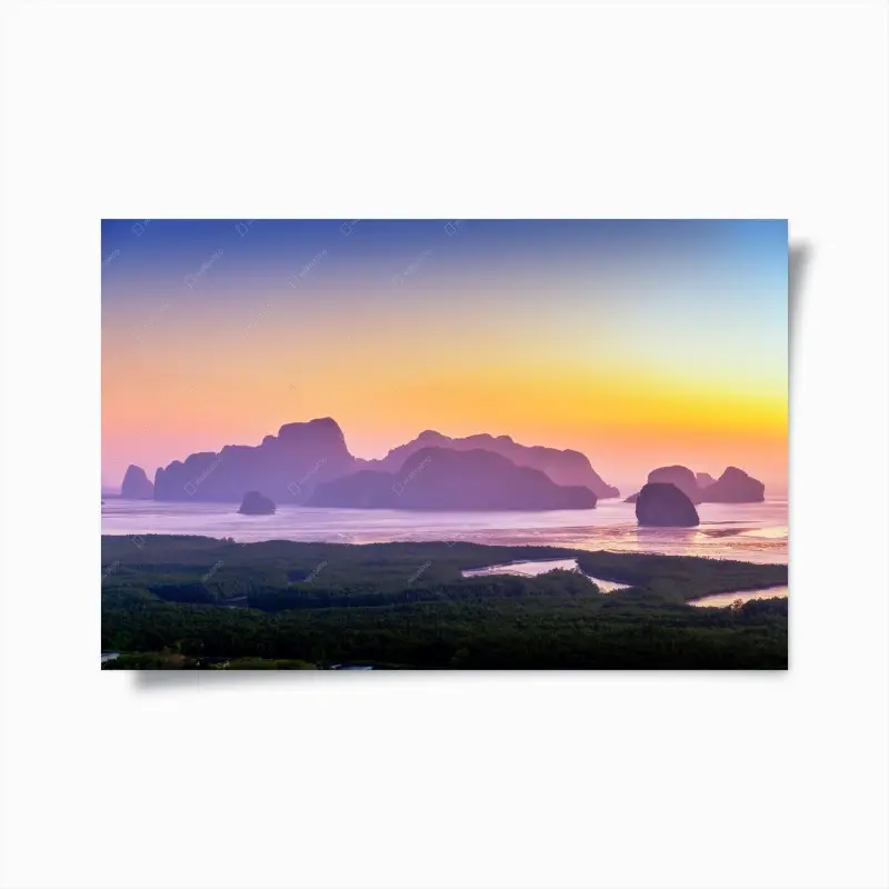 Poster sonnenaufgang über den inseln von Phang Nga Bay