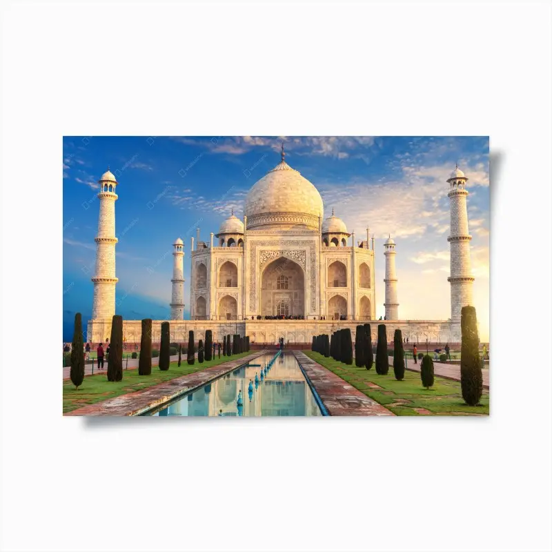Poster Taj Mahal bei sonnenaufgang