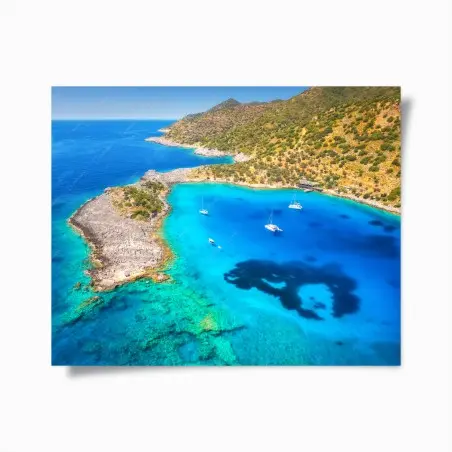 Poster ruhige türkisbucht luftaufnahme – Pixers®