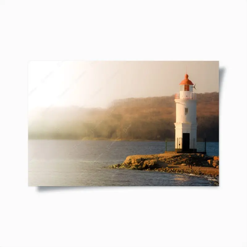 Poster leuchtturm im nebel am meer