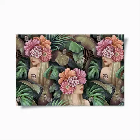 Poster tropischer blumentraum mit verborgenen gesichtern – Pixers®
