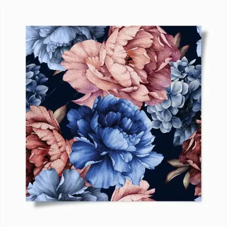 Poster aquarell pfingstrosen auf tiefblauem hintergrund – Pixers®