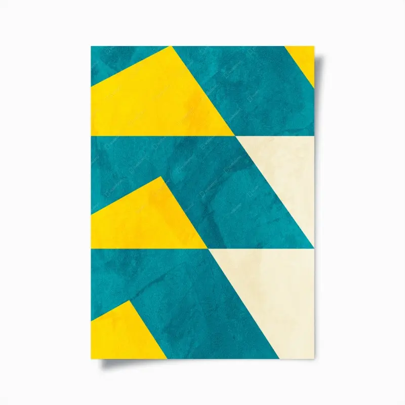 Poster kraftvolles türkis-gelbes geometrisches muster