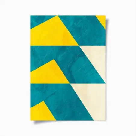 Poster kraftvolles türkis-gelbes geometrisches muster – Pixers®