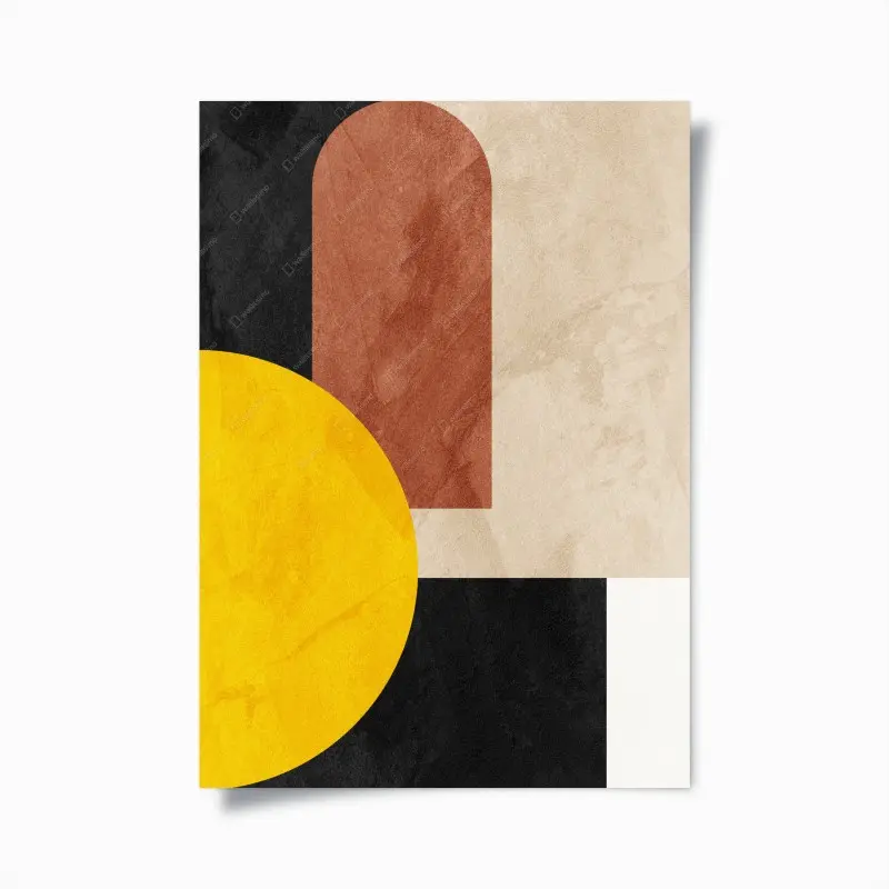 Poster kräftige geometrische komposition mit gelbem kreis