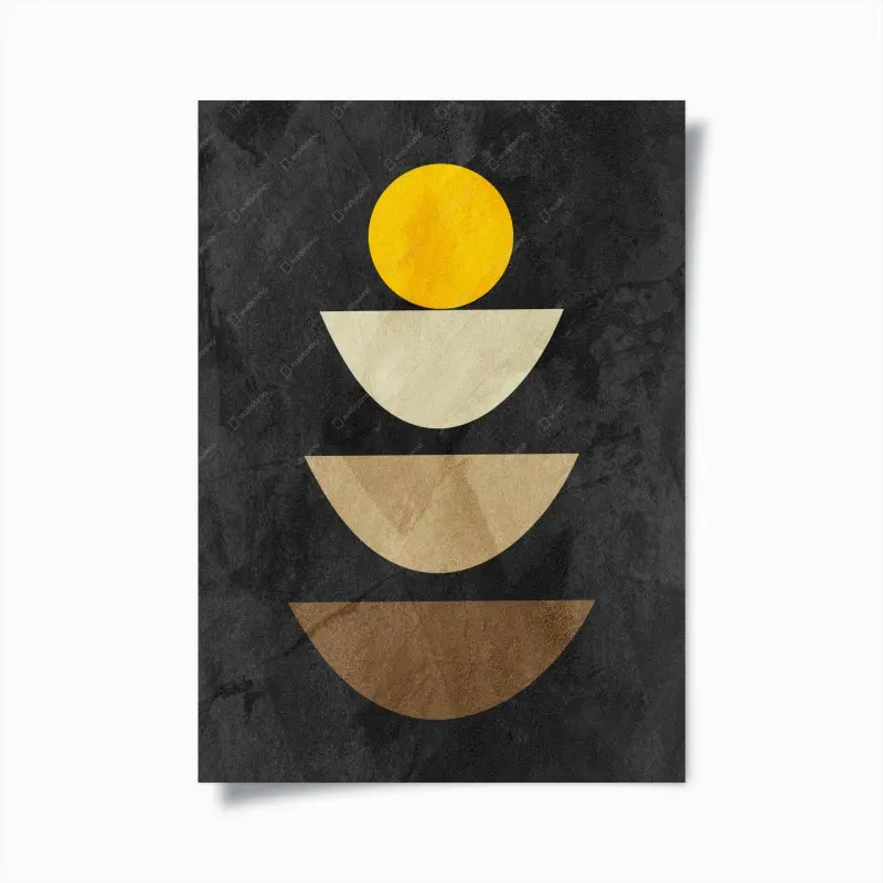Poster gestapelte geometrische komposition mit gelbem kreis