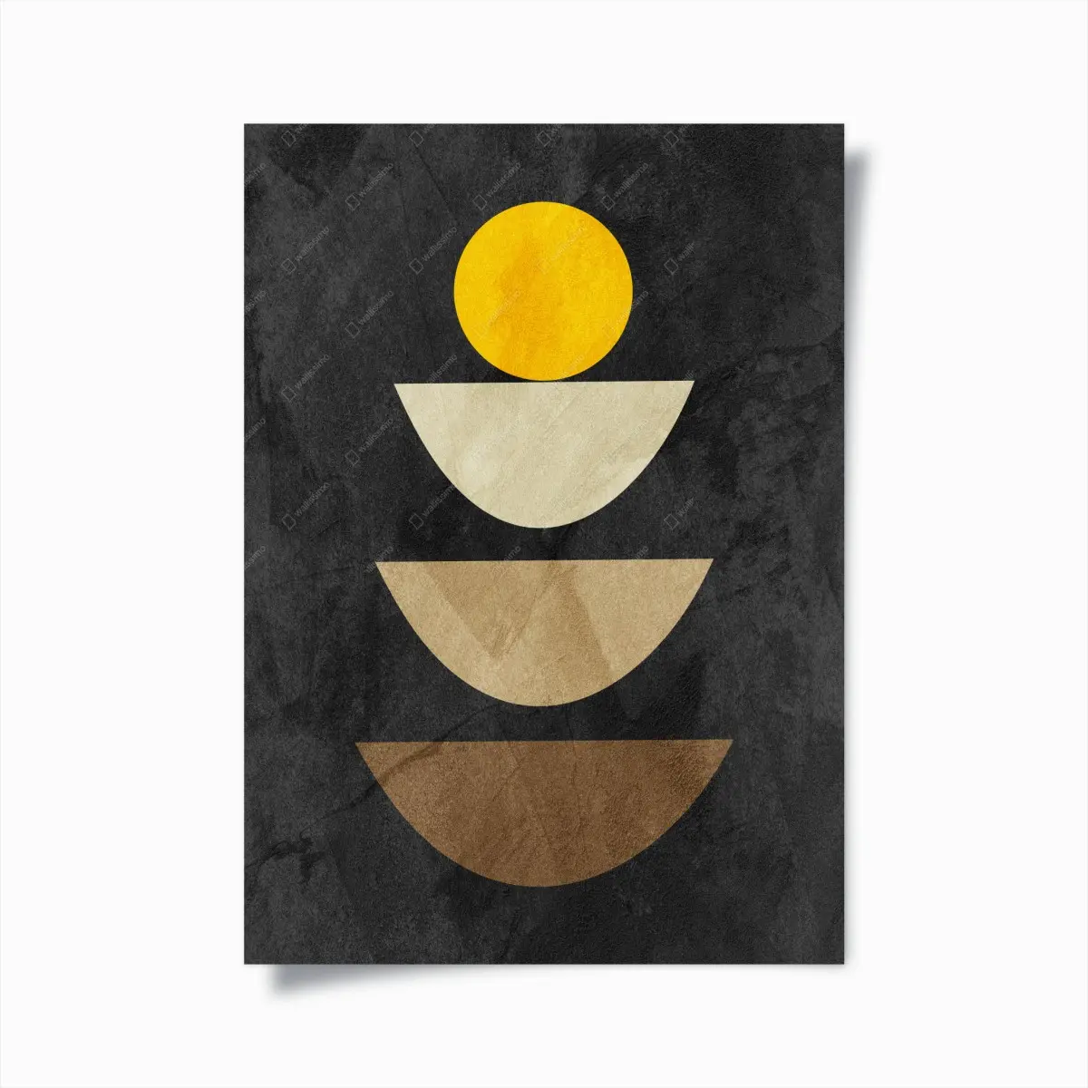 Poster gestapelte geometrische komposition mit gelbem kreis – Pixers®