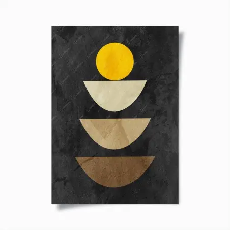 Poster gestapelte geometrische komposition mit gelbem kreis – Pixers®