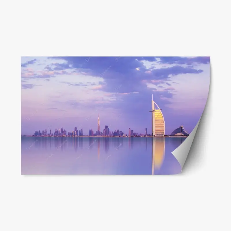 Repositionierbarer Aufkleber Dubai skyline bei dämmerung