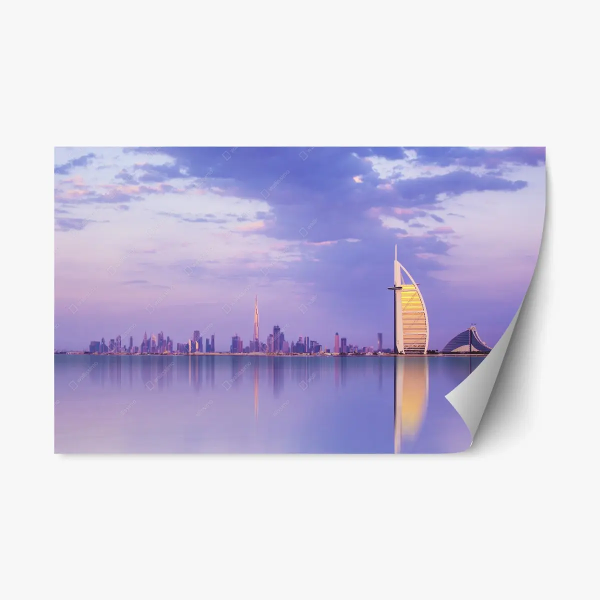 Repositionierbarer Aufkleber Dubai skyline bei dämmerung – Pixers®