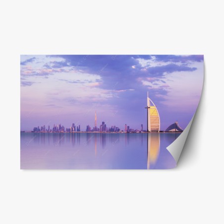 Repositionierbarer Aufkleber Dubai skyline bei dämmerung – Pixers®
