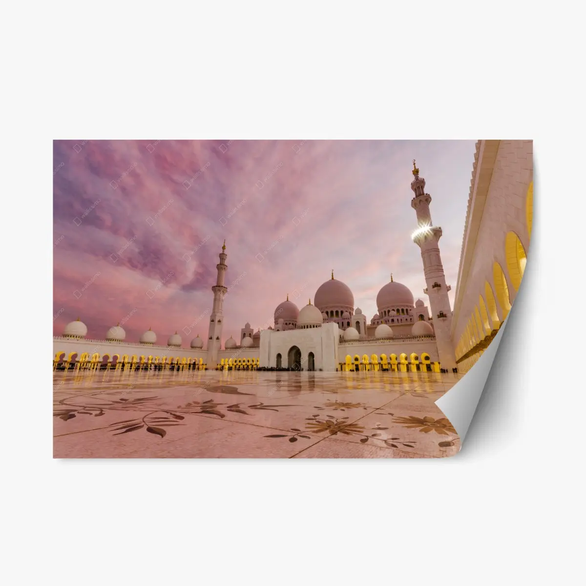 Repositionierbarer Aufkleber ruhiger sonnenuntergang an der moschee Sheikh Zayed – Pixers®