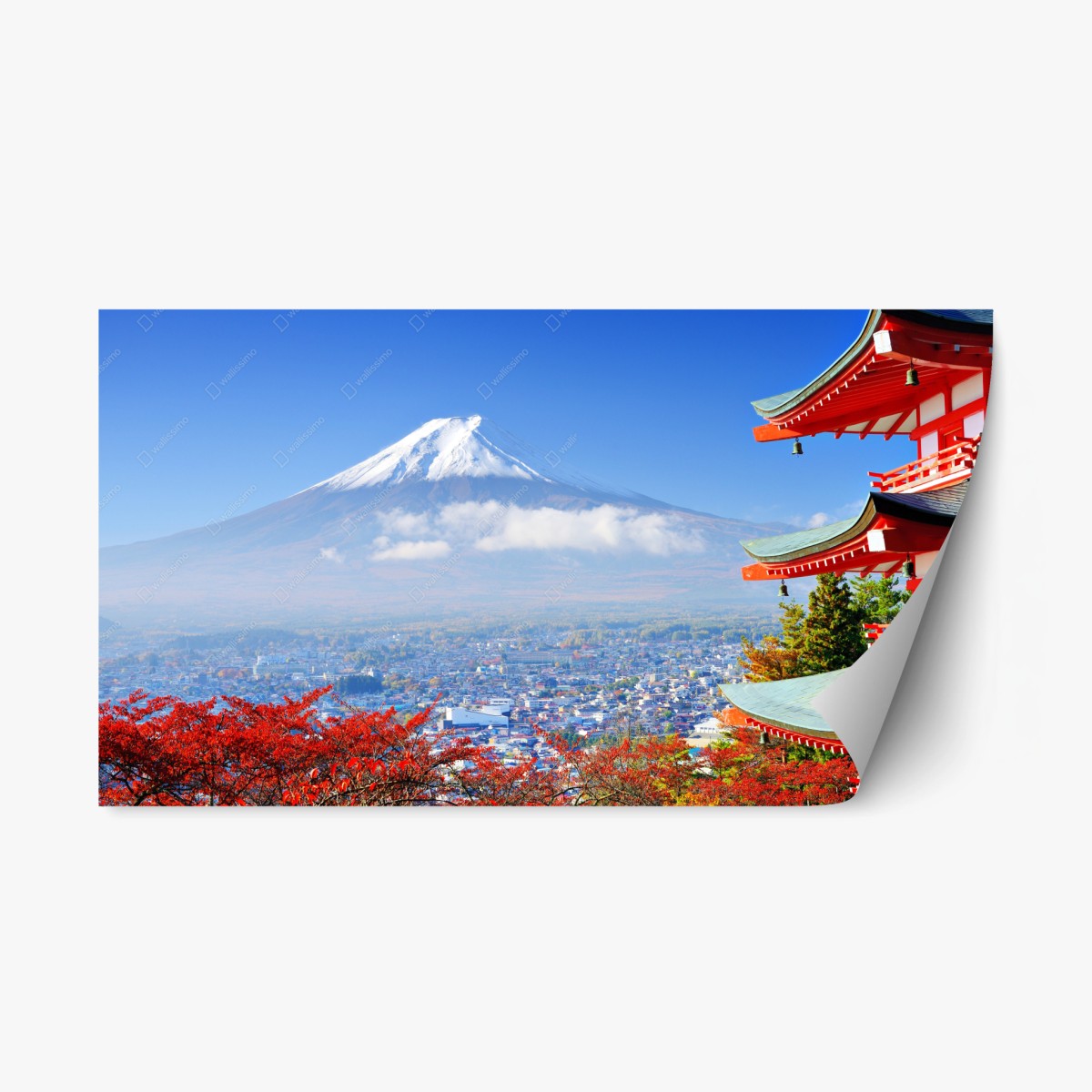 Repositionierbarer Aufkleber Mount Fuji pagode herbstblick – Pixers®