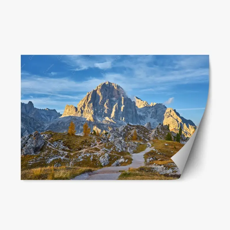 Repositionierbarer Aufkleber majestätische berglandschaft im goldenen licht