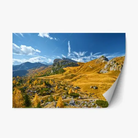 Repositionierbarer Aufkleber goldene herbstliche berglandschaft – Pixers®