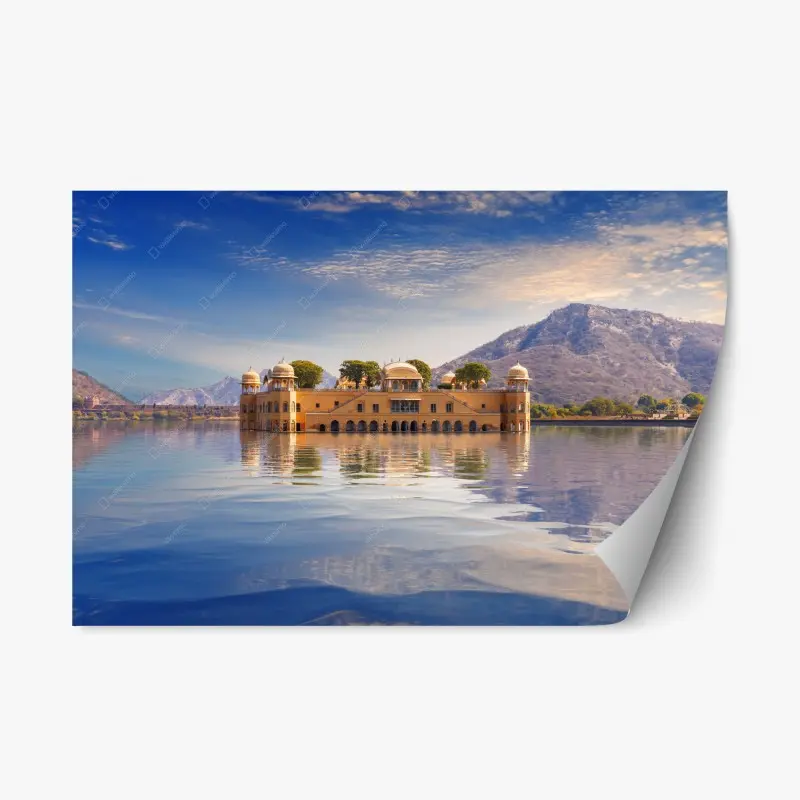 Repositionierbarer Aufkleber Jal Mahal am ruhigen See