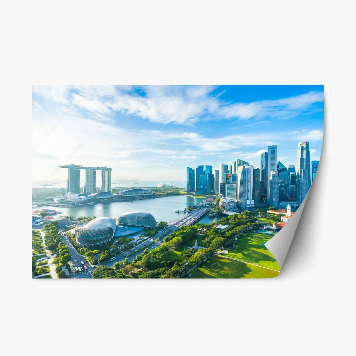 Repositionierbarer Aufkleber Singapur skyline über Marina Bay – Pixers®