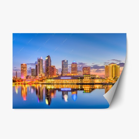 Repositionierbarer Aufkleber Tampa skyline bei dämmerung – Pixers®