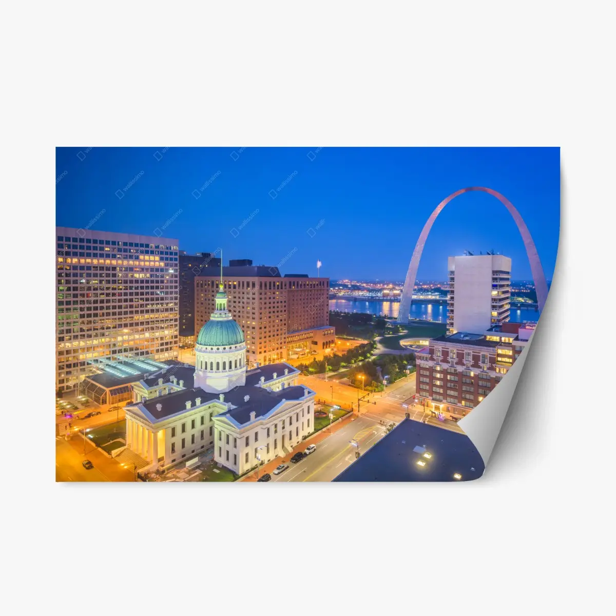 Repositionierbarer Aufkleber St. Louis skyline bei dämmerung – Pixers®
