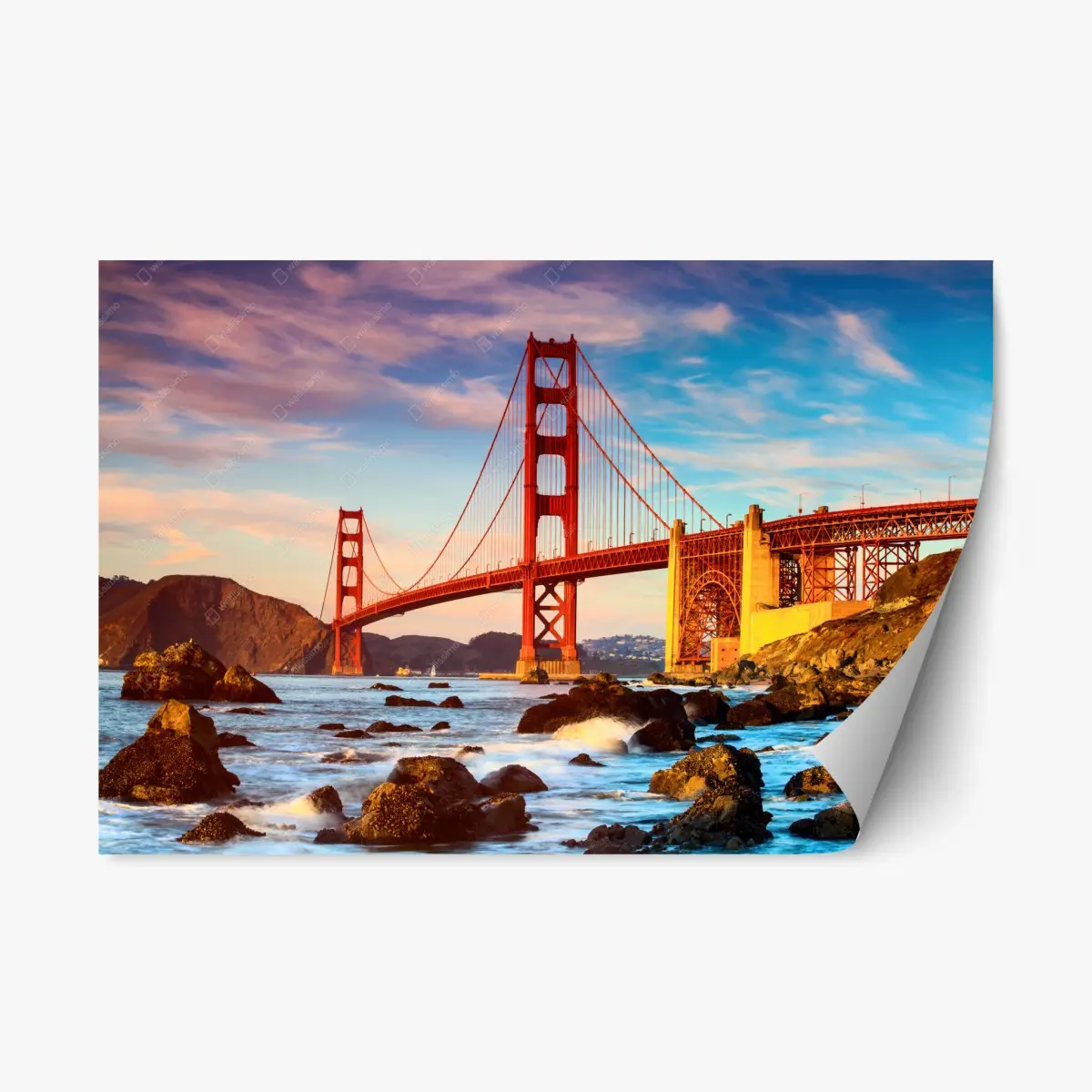 Repositionierbarer Aufkleber Golden Gate Bridge bei sonnenuntergang – Pixers®